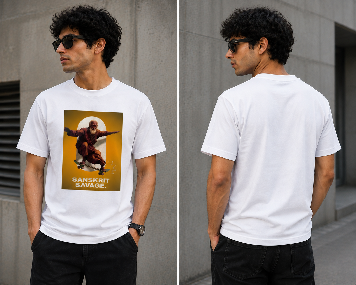 Sanskrit Savage™ Graphic T-Shirt | Black | White